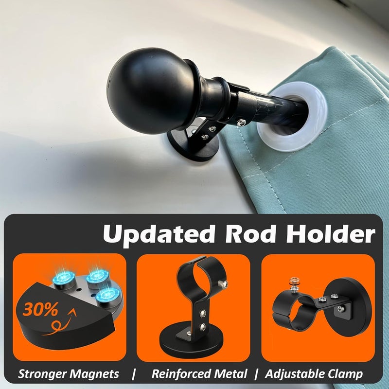 MUTUACTOR Magnetic Curtain Rod Brackets,Heavy Duty Magnet Curtain Rod Bracket for Metal Doors,2PCS Anti-scratch Curtain Holders for Hanging Window Rods Café Rods Spring Tension Rods - Image 2
